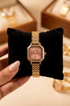 Vintage Octagon Blush Dial Watch - Anti-Tarnish Gold Plated