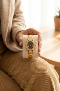 Premium Black Dial Anti-Tarnish Gold Plated Watch for Women | Moncheri Jewels