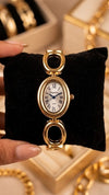 Vintage Oval Dial Anti-Tarnish Gold Plated Watch for Women