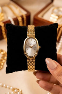 Vintage Aesthetic Oval Dial Watch – Anti-Tarnish Gold Plated