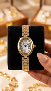 Vintage Oval Dual-Tone Watch – Anti-Tarnish Gold Plated Luxury Wristwatch