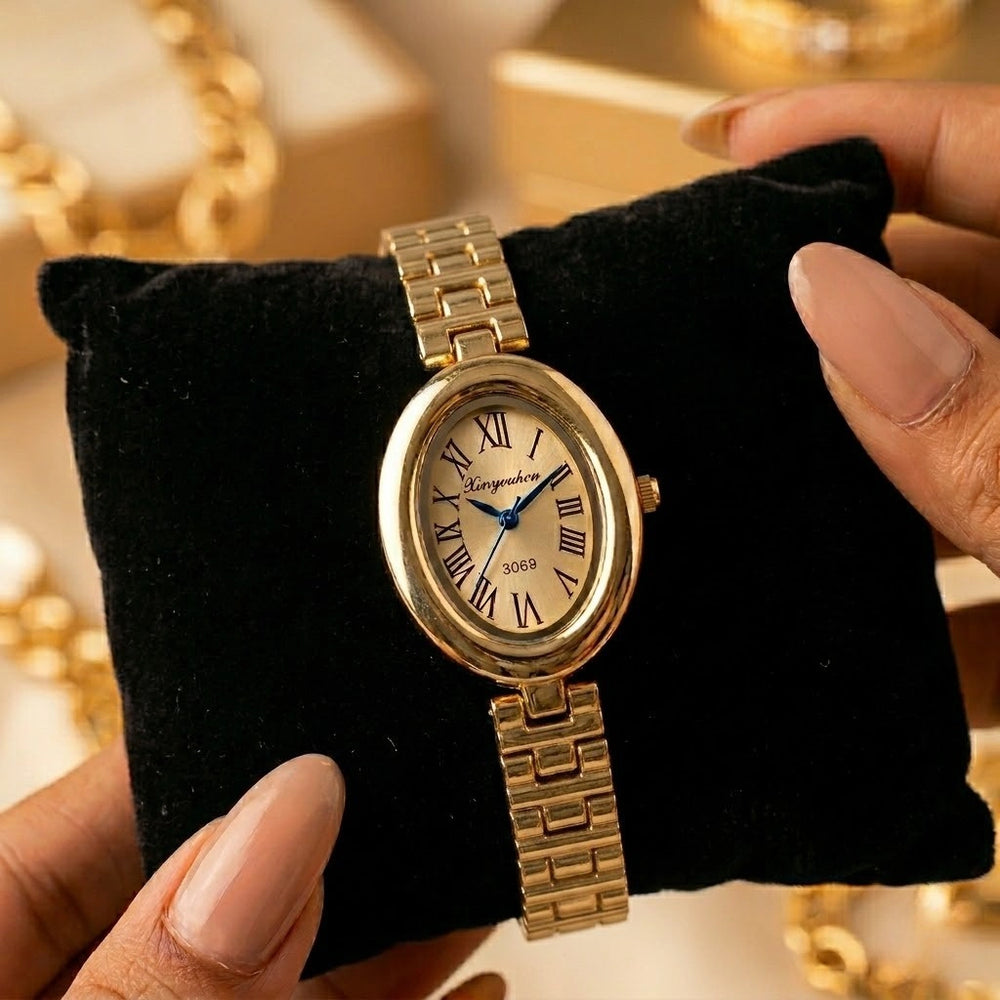 Vintage Oval Dial Gold Plated Watch for Women | Anti-Tarnish