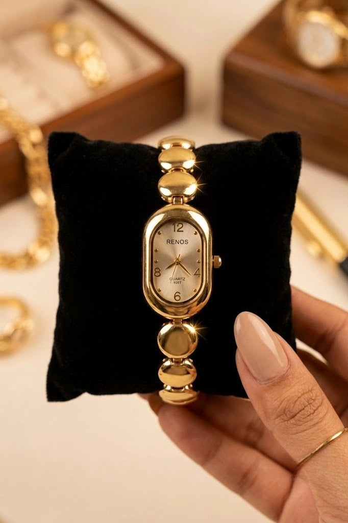 Vintage Oval Dial Gold Plated Watch | Anti-Tarnish