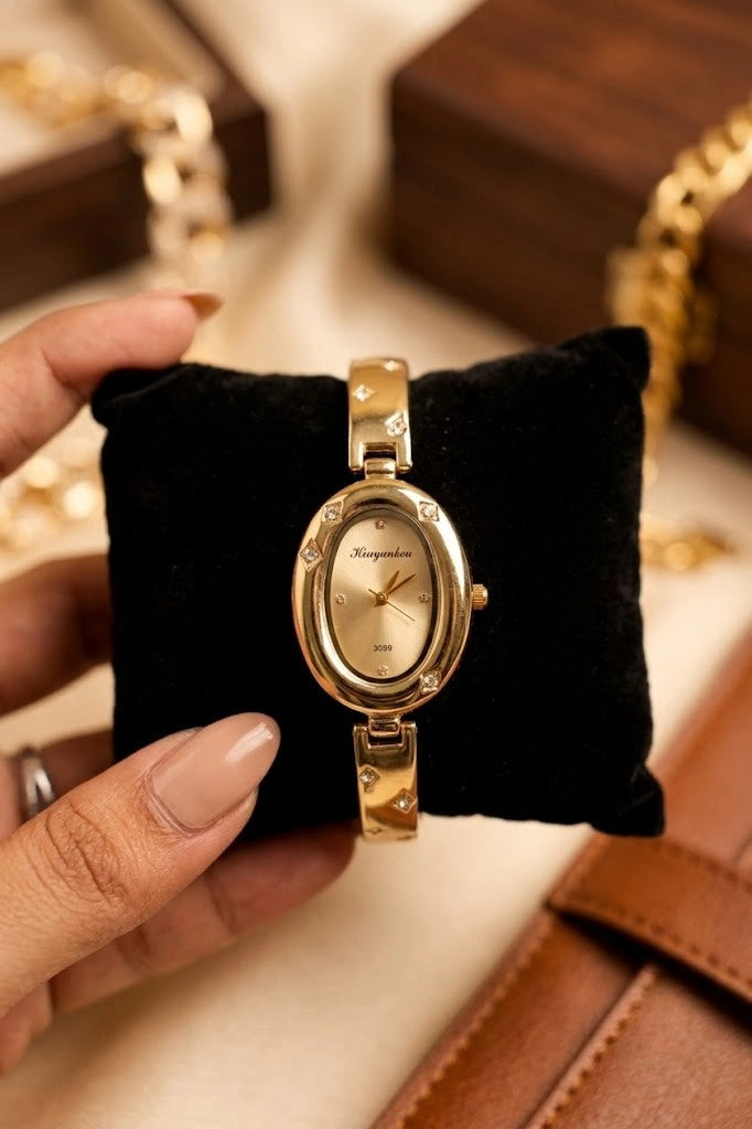 Classic Vintage Oval Gold Plated Watch - Anti Tarnish