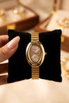 Vintage Luxury Oval Watch for Women - Premium Gold Plated, Anti-Tarnish Quartz Timepiece