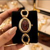 Vintage Oval Maroon Dial Watch | Anti-Tarnish Gold Plated