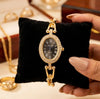 Vintage Oval Rhinestone Watch - Anti-Tarnish Gold Plated