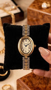Vintage Oval Two-Tone Watch | Anti-Tarnish Gold-Plated Women's Timepiece