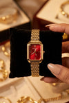 Vintage Red Dial Watch - Anti Tarnish Gold Plated