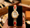 Vintage Aesthetic Red Stone Watch - Anti-Tarnish Gold Plated