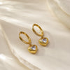 Crystal Heart Dangle Hoop Earrings | Anti-Tarnish Gold Plated