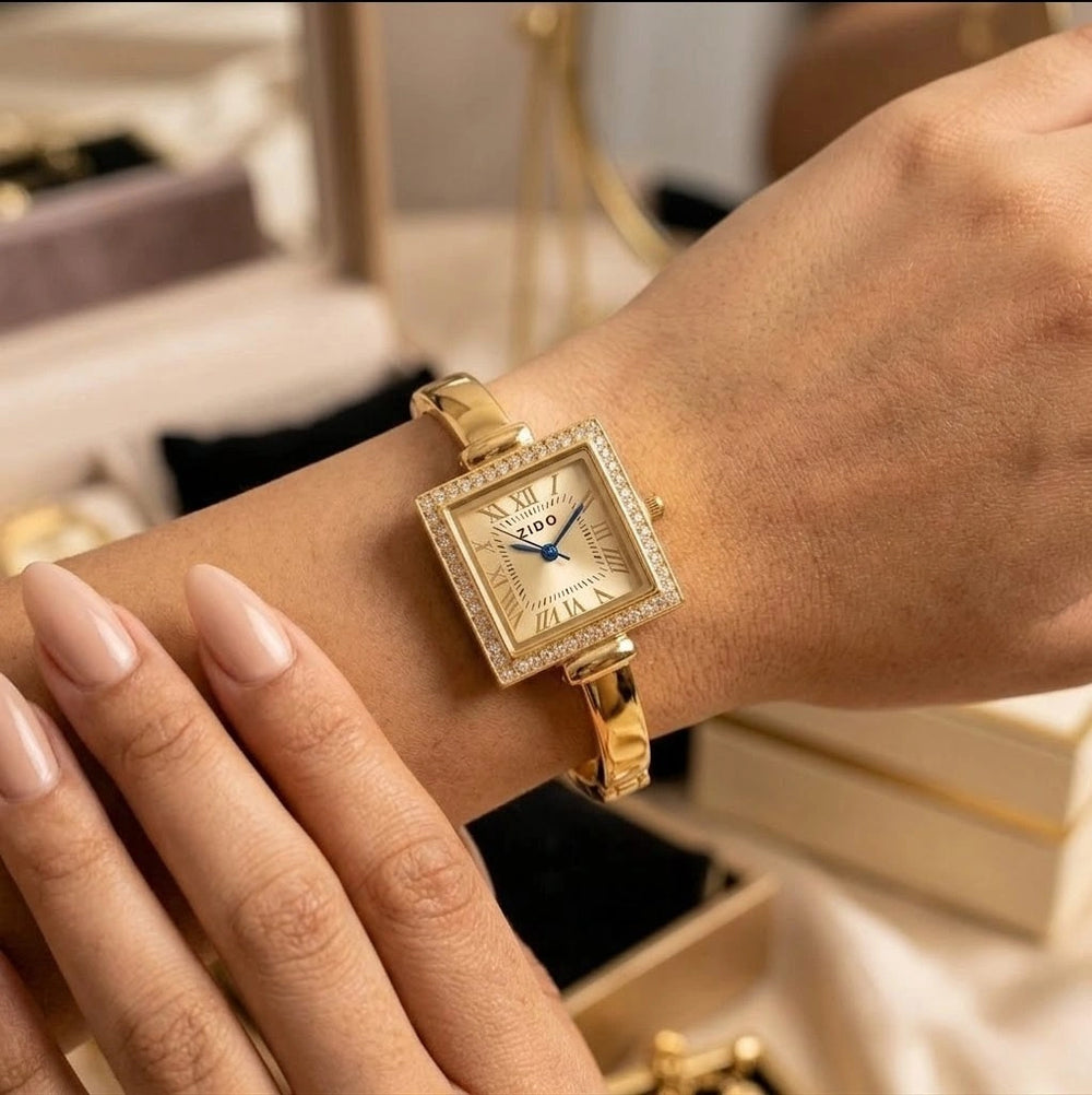 Vintage Square Dial Gold Plated Watch | Anti-Tarnish & Water Resistant