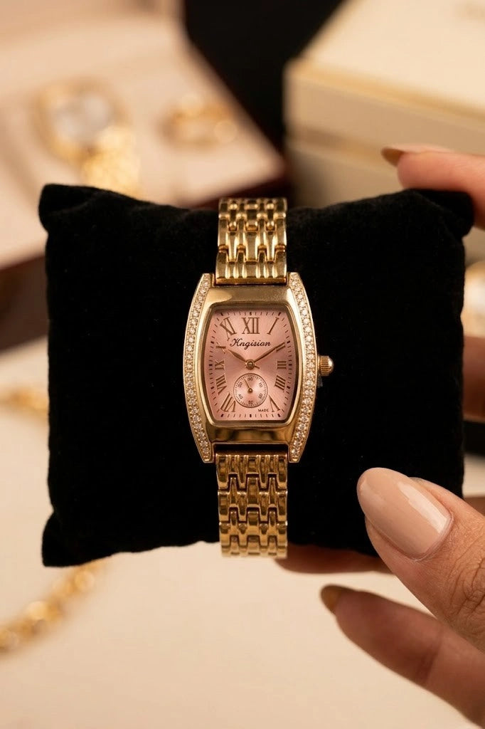 Vintage Rose Dial Watch - 18K Gold Plated Anti-Tarnish Watch