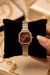 Vintage Ruby Octagon Watch | Anti-Tarnish Gold-Plated ---