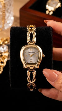 Vintage Shield Dial Gold-Plated Watch | Anti-Tarnish Women's Timepiece
