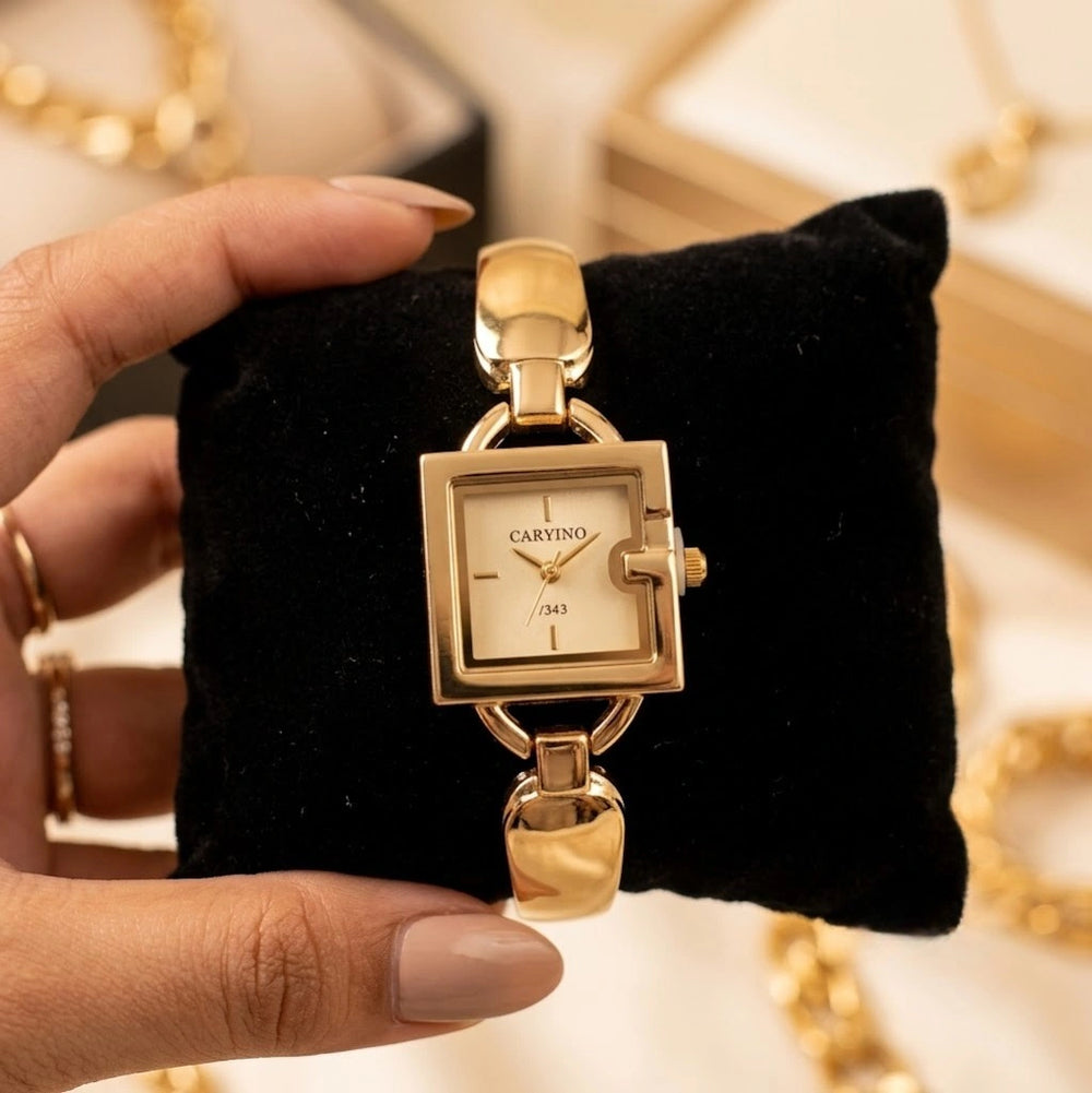 Vintage Square Dial Anti-Tarnish Gold Plated Watch
