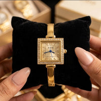 Vintage Square Dial Gold Plated Watch | Anti-Tarnish & Water Resistant