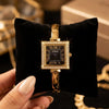 Vintage Square Dial Watch | Anti-Tarnish Gold Plated | Black Dial Bangle Watch