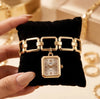 Vintage Square Dial Chain Watch for Women - Anti-Tarnish Gold Plated