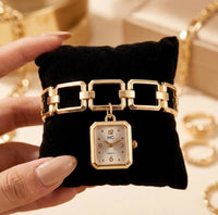 Vintage Square Dial Chain Watch for Women - Anti-Tarnish Gold Plated