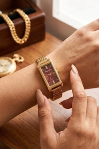 The Vintage Stella Gold-Plated Watch - Maroon Dial