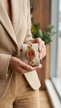 Vintage Gold Plated Red Dial Bracelet Watch – Anti Tarnish