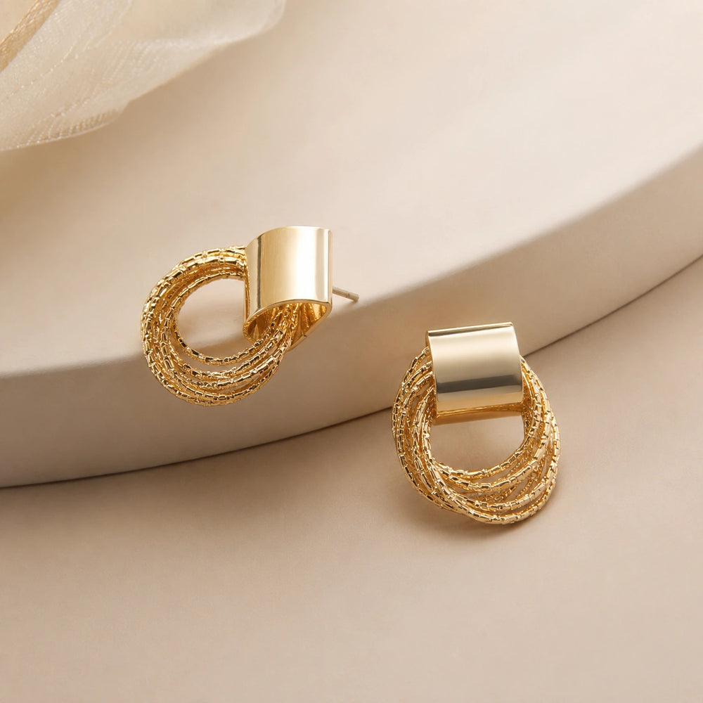 Chunky Gold Plated Textured Hoop Statement Earrings