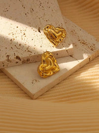 Chunky Molten Heart Earrings | Anti-Tarnish Gold Plated Statement Studs