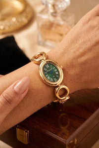 Emerald Vintage Style Anti-Tarnish Gold Plated Watch | Moncheri Jewels
