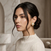 Square Pearl Stud Earrings - Anti-Tarnish Gold Plated |