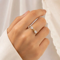 Dainty Crystal Bow Adjustable Ring - Anti-Tarnish Gold Plated