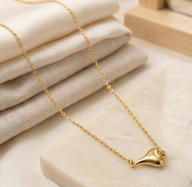 Anti-Tarnish Gold Plated Textured Heart Necklace | Minimalist Everyday Jewelry