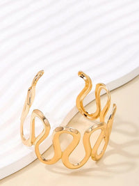 Abstract Wavy Gold Plated Statement Cuff Bracelet