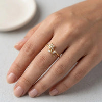 Dainty Floral Adjustable Ring - Anti Tarnish Gold Plated