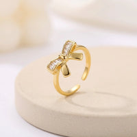 Bow Knot Ring | Anti-Tarnish Gold Plated Adjustable CZ Design