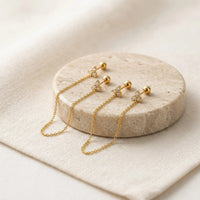 Dainty Zirconia Chain Loop Earrings - Anti Tarnish Gold Plated