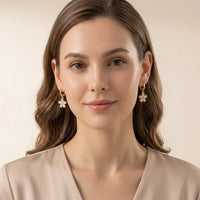 Crystal Floral Drop Earrings | Anti-Tarnish Gold Plated