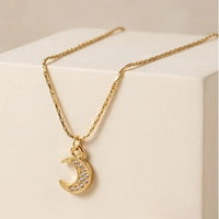 Crescent Moon Necklace | Anti Tarnish Gold Plated Celestial Pendant
