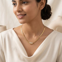 Coquette Bow Heart Pendant Snake Chain Necklace - Anti Tarnish Gold Plated