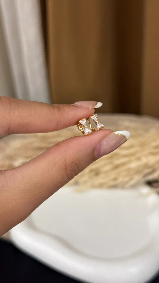 Crystal Bow Earrings - Anti Tarnish Gold Plated