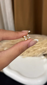 Crystal Bow Earrings - Anti Tarnish Gold Plated