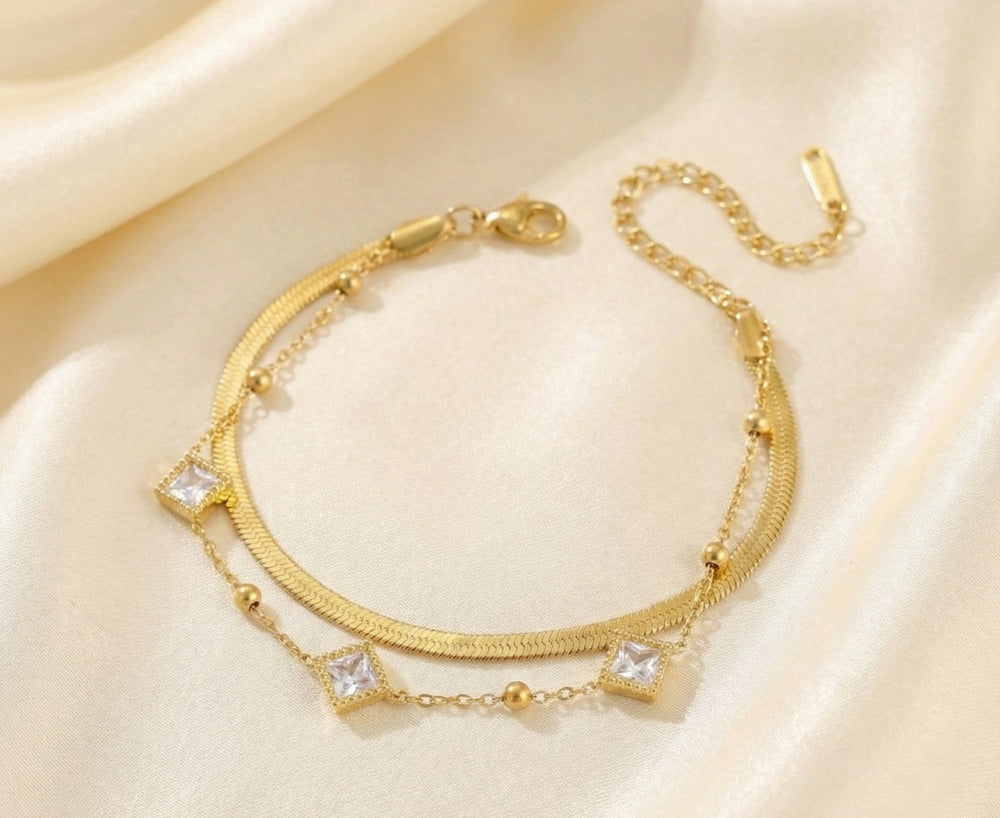 Korean Style Double Layered Snake Chain Bracelet - Anti Tarnish