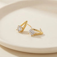 Solitaire Open-Setting Stud Earrings - Anti Tarnish Gold Plated Minimalist Jewelry