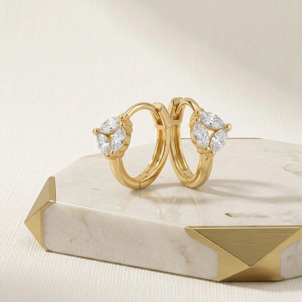 Anti Tarnish Gold Plated Zirconia Hoop Earrings - Korean Minimalist