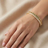 Emerald & CZ Dual Layer Gold Plated Bracelet | Anti Tarnish