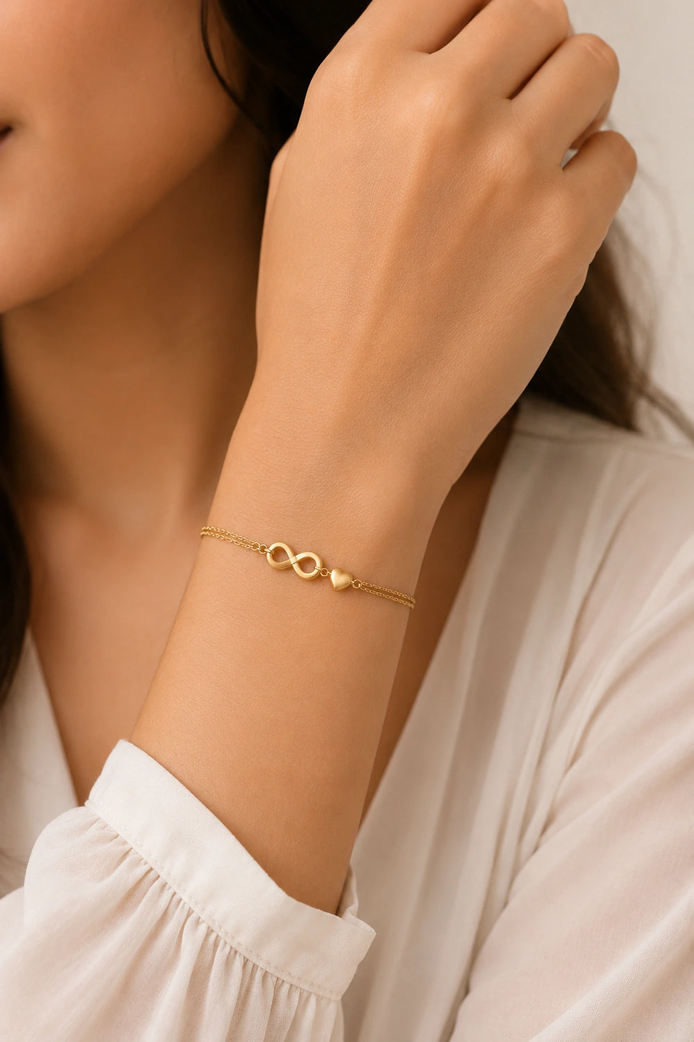 Infinity Heart Anti-Tarnish Gold-Plated Bracelet | Minimalist Everyday Jewelry