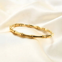 Bamboo Design Anti-Tarnish Gold Plated Bracelet | Korean Minimalist Bangle