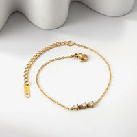 Anti Tarnish Gold Plated Three Stone Minimalist Bracelet