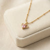 Pink Heart Pendant Necklace - Anti-Tarnish Gold Plated