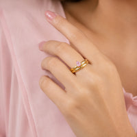 Teardrop Pink Stone Adjustable Ring | Anti-Tarnish Gold-Plated
